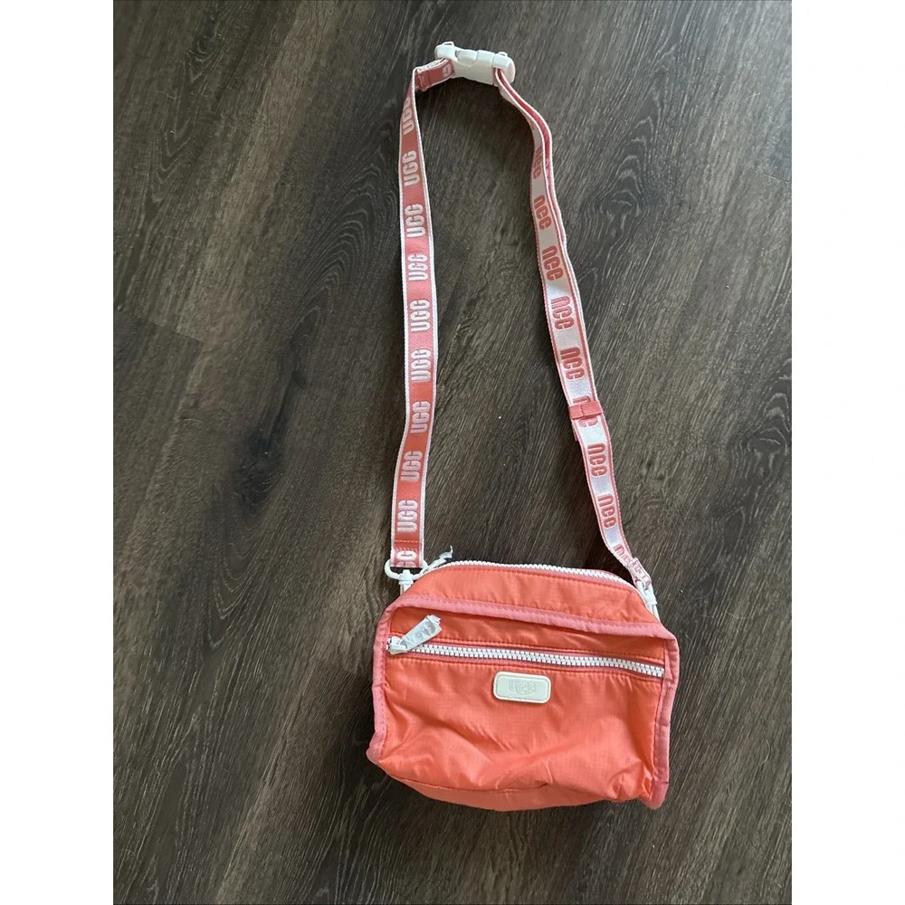 Ugg Purse Crossover Nylon Shoulder  Logo Strap Small Peach Bliss NEW